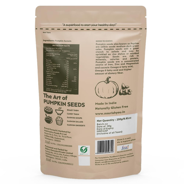 Nourish You Pumpkin Seeds|250gm|8.82 Oz