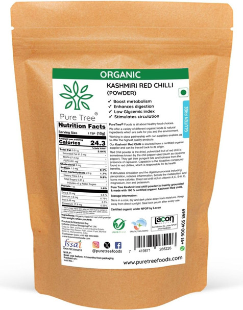 Certified Organic Kashmiri Red Chilli Powder|250gm|8.82 Oz