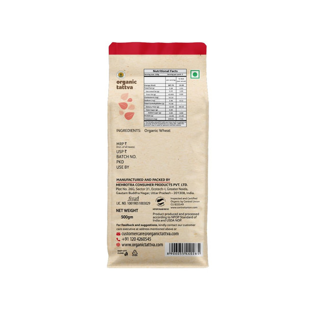 Organic Wheat Dalia/Daliya|500gm|1.22 lbs