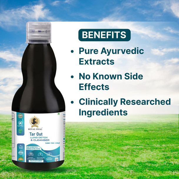 Ayurveda Tar Out Syrup Lungs Detox Sugar Free|200 ml|6.7 flOz