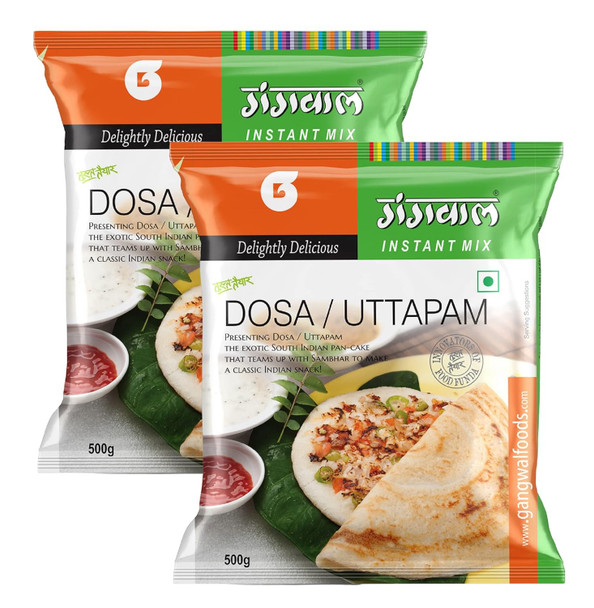 Gangwal Dosa Mix 500 GM - Pack of 2 | Dosa/Uttapam Instant Mix | Authentic South Indian Breakfast Mix | Easy to Make Light Breakfast |100% Natural Ingredients