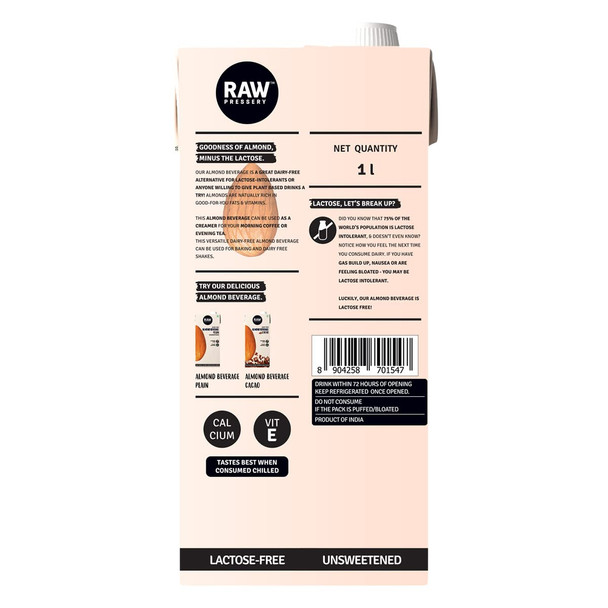 Raw Pressery Almond Beverage Plain|100 ml