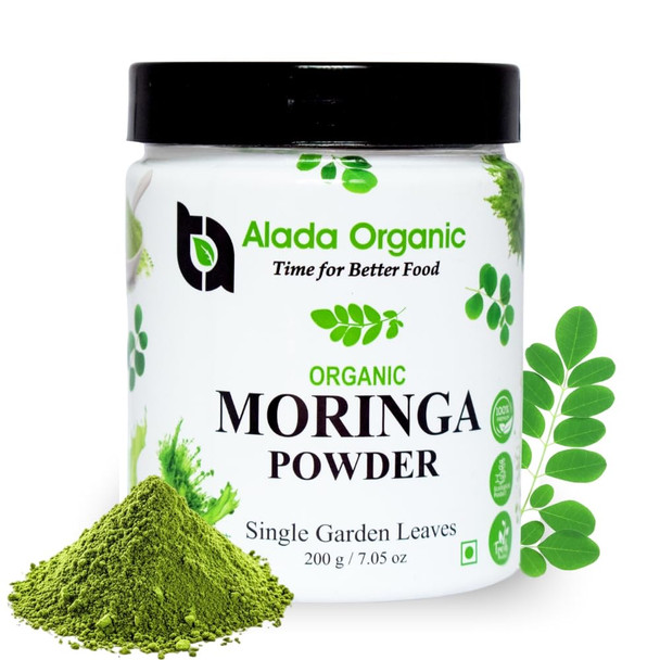ORGANIC MORINGA POWDER - 200 GRAMS – 100% Pure and Certified Moringa Leaf Powder for Overall Health Whole Green Super Food to Boost Immunity.|200 gm|7.05 Oz