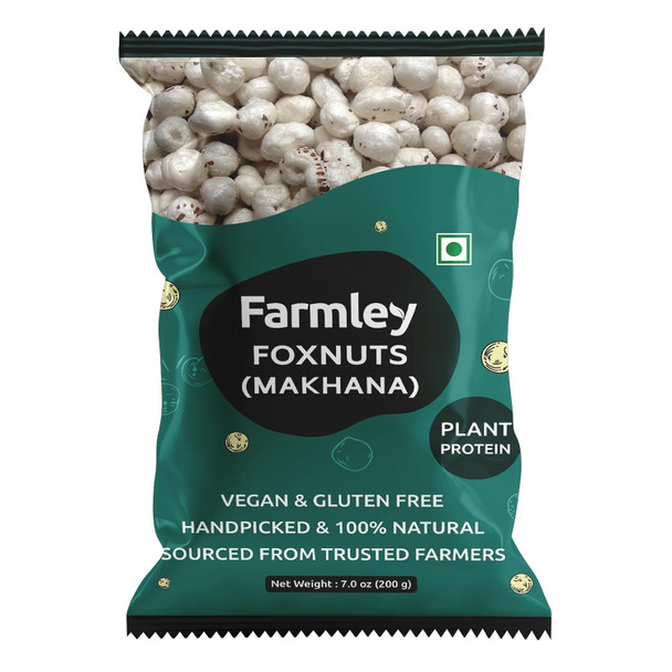 Farmley Uncooked Phool Makhana Gluten Free | Raw Foxnuts, Popped Lotus Seed, 100% Natural & Crunchy, High Protein Nutritious Snack | Yoga & Ayurvedic Diet|200 g|7.05 Oz