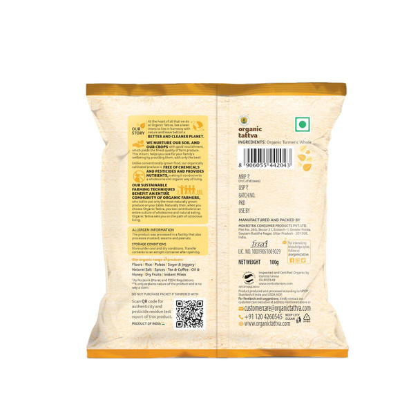 Organic Gluten Free Turmeric (Haldi) Powder|100gm|3.53 Oz
