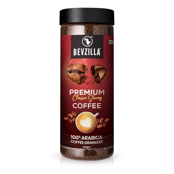 Bevzilla 100% Arabica Instant Classic Strong Coffee Powder|200gm|7.05 Oz