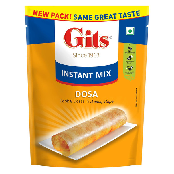 Gits Instant Rice Dosa Breakfast Mix, Makes 8 per Pack, Pure Veg, South Indian Breakfast Mix, 200g