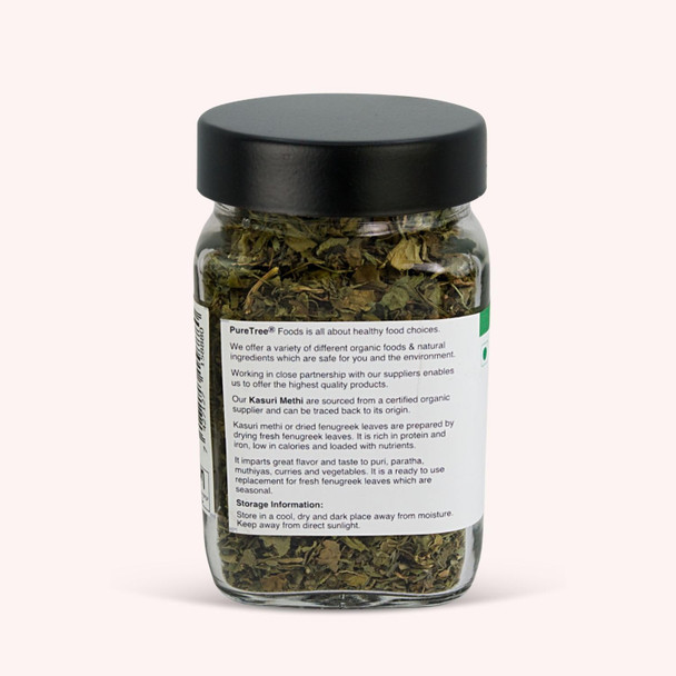 Pure Tree Certified Organic Kasuri Methi Leaves | 50 g | Glass Jar|50 gm|1.76 Oz