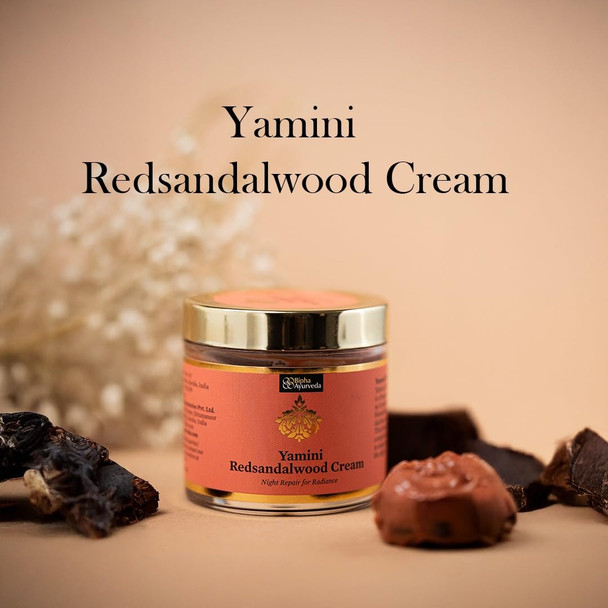 Yamini Red Sandalwood Face Night Cream With Vitamin E, Red Sandalwood Oil, Virgin Coconut, Almond And Lavender Oil For Flawless Youthful Skin|75 g|2.65 Oz