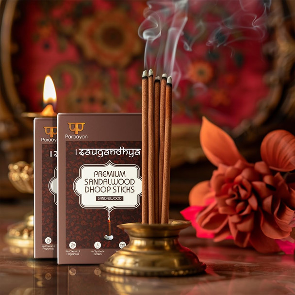 Energized Dry Dhoop Sticks | Fragrance Sandalwood | Bambooless Dhoop Sticks for Pooja Organic Dhoop Batti Incense Sticks for Puja and Home|40 sticks