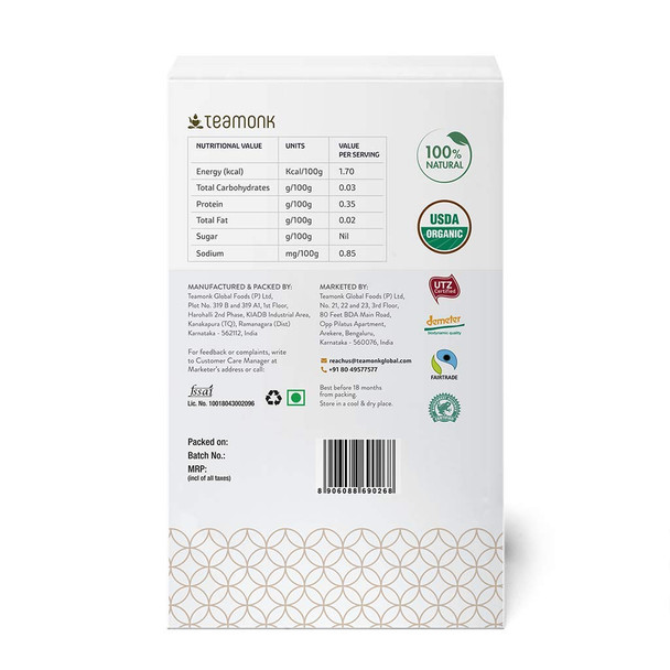 Teamonk Vasa USDA Certified Organic Darjeeling First Flush Black Tea Whole Leaf (100 Cups) - 200 g. Boosts Energy. Antioxidant Properties. Boosts Heart Health and Helps reduce Blood pressure|7.04Oz|0.44lbs