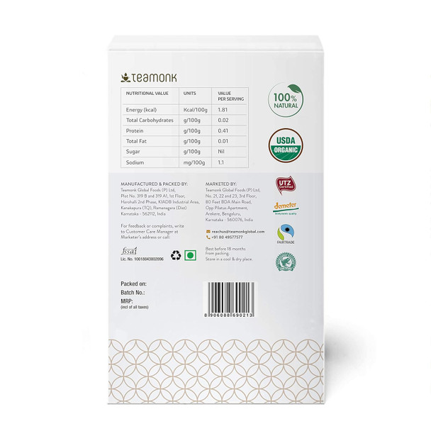 Teamonk - Avana Green Tea Leaves 100g (Makes 50 Cups) | USDA Certified Organic Darjeeling Tea|3.52Oz|0.22lbs