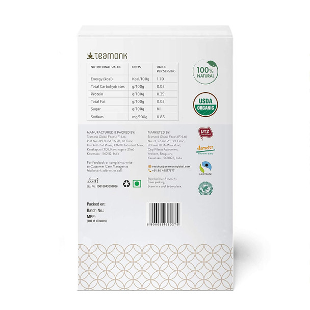 Teamonk Bodh USDA Certified Organic Darjeeling Second Flush Black Tea Whole Leaf (100 Cups) - 200 g. Boosts Energy. Antioxidant Properties. Boosts Heart Health and Helps reduce Blood pressure|9.5744Oz|0.5984lbs