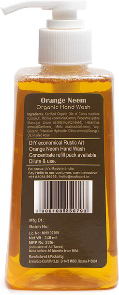 Rustic Art Orange Neem Organic Hand Wash|15.84Oz|0.99lbs