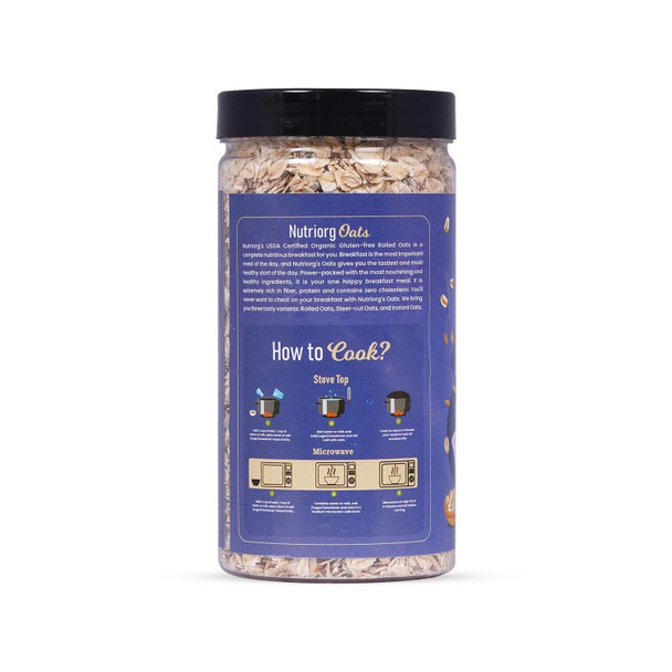 Nutriorg Organic Rolled Oats 400g | Gluten Free | Wholegrain | High Fiber & Protein-Rich | Ideal for Weight Loss & Breakfast | 100% Natural|14.08Oz|0.88lbs