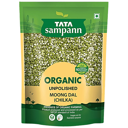 Organic Unpolished Moong Dal/Chilka|17.6Oz|1.1lbs