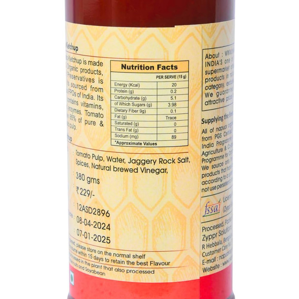 NAPUOR Organic Tomato Sauce - Certified Organic , No Preservatives or Chemicals(440gm)|15.488Oz|0.968lbs