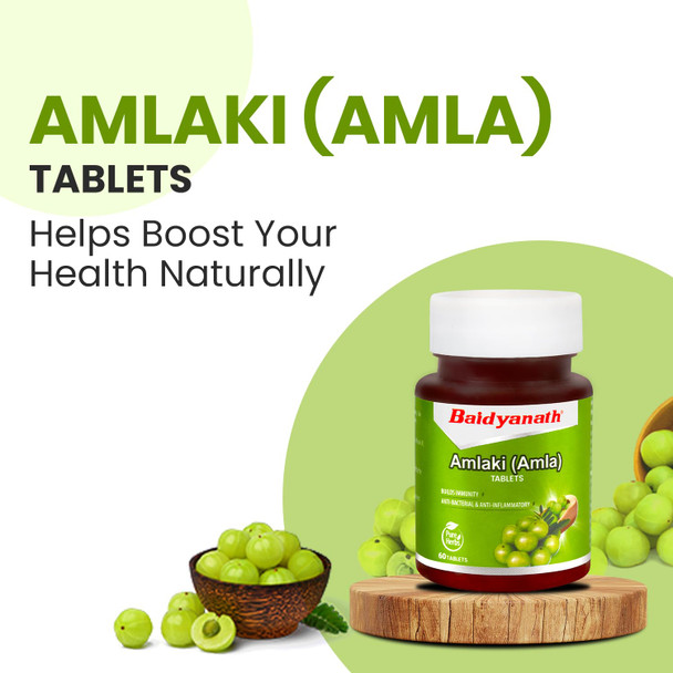 Baidyanath Amlaki (Amla) 60 Tablets - Natural Health Booster for Enhanced Hair, Skin, Digestive Health, Metabolism Support and Sugar Level Management [Fit Tuber Recs]