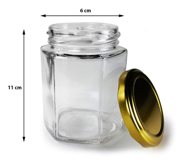 Cloudsell Glass Jar With Rustproof And Airtight Lid - 250 ml, 12 Pieces, Gold | 250 ml | 8.45 fl oz [Fit Tuber Recs]