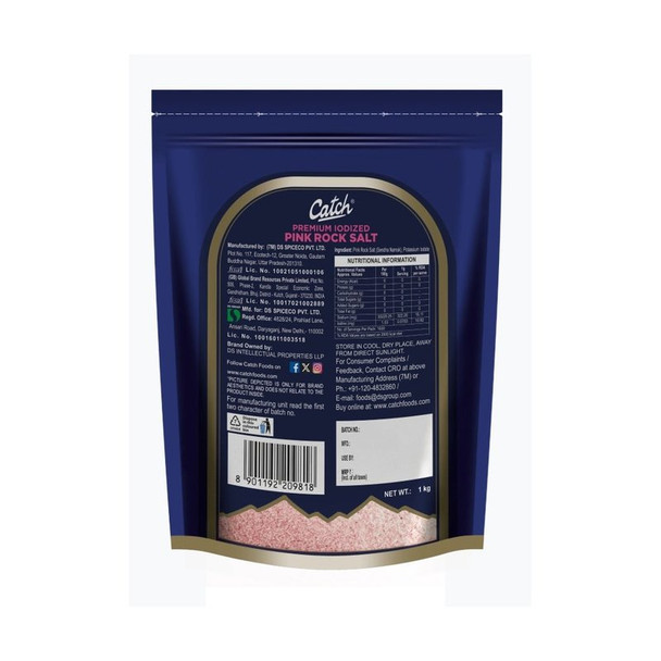 Catch Premium Iodized Pink Rock Salt / Sendha Namak (Sendha Namak)|1000g|35.27 oz [Fit Tuber Recs]
