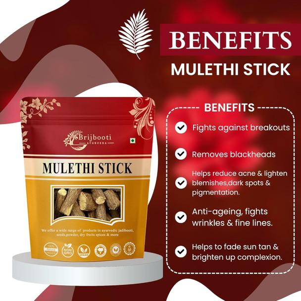 BIRJU MAHAVIR Mulethi Yastimadhu Licorica Sticks|100g|3.53 oz [Fit Tuber Recs]