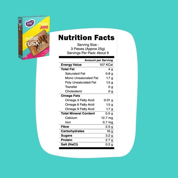 Early Foods - Pack of 2 : Jowar Rusks | Millet Rusk Sugar Free | No Maida Rusk | Rusks for Kids | Millet Toast Biscuits | 163g x 2 | 11.46 oz [Fit Tuber Recs]