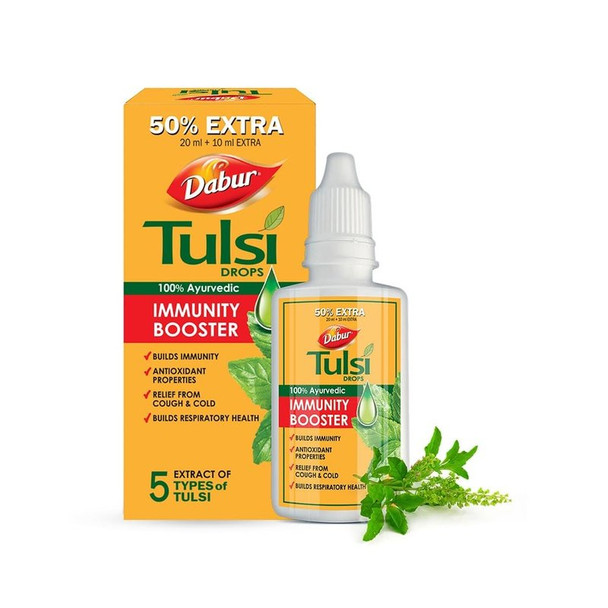 Dabur 100% Ayurvedic Immunity Booster Tulsi Drops|30 ml|1.01 fl oz [Fit Tuber Recs]