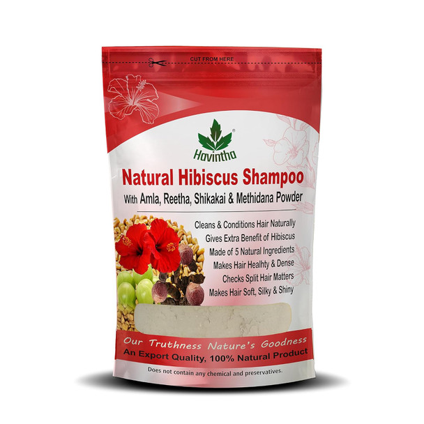 Havintha Natural Hair Shampoo With Amla Reetha Shikakai Methi Dana And Hibiscus Powder For Men & Women, Totally Organic | Paraben and Sulphate Free Shampoo | 227 gm | 8.00 oz [Fit Tuber Recs]