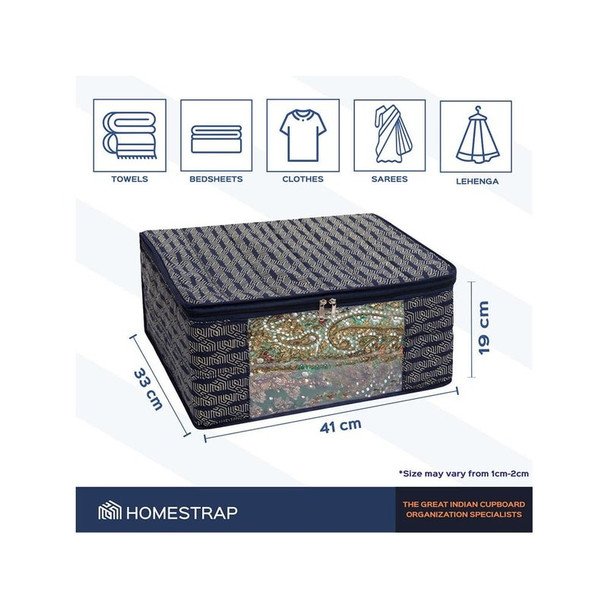 Homestrap Cotton Quilted Saree Cover (Navy Blue)|1 unit|1 unit [Fit Tuber Recs]