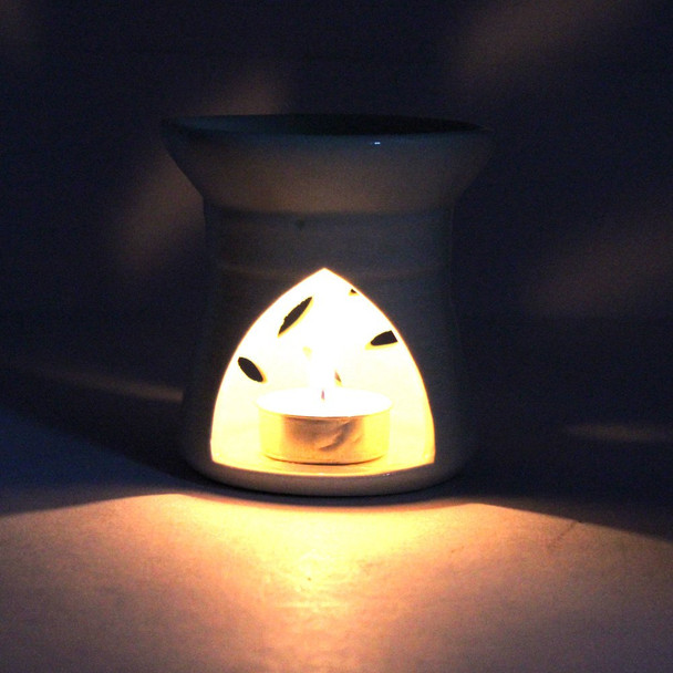 India Meets India Ceramic Clay Aroma Oil Burner and Tea Light Lamp - White|450ml|15.22 fl oz [Fit Tuber Recs]