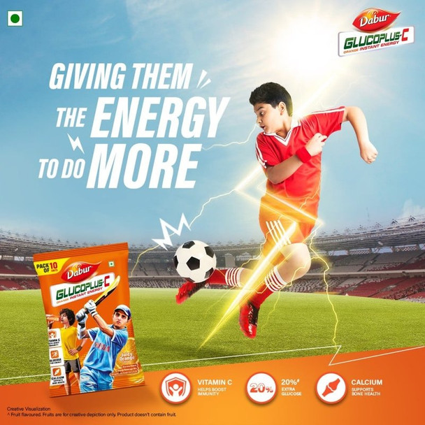 Dabur Glucoplus-C Orange Glucose Energy Drink|10 x 22 g|0.35 oz [Fit Tuber Recs]