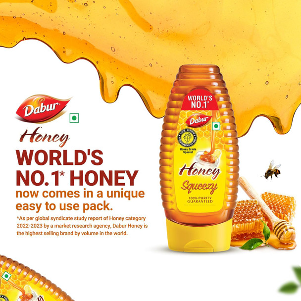 Dabur Honey Squeezy Pack - Pack of 2 | 800g | 28.22 oz [Fit Tuber Recs]