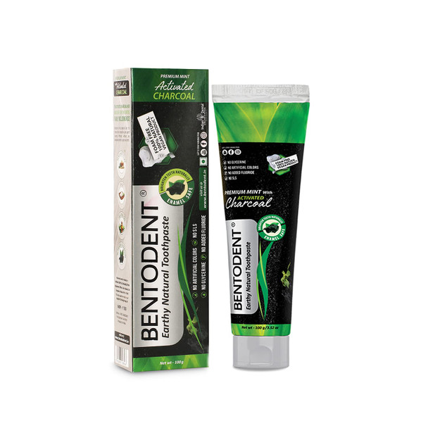 Bentodent Toothpaste - Activated Charcoal Toothpaste With A Soft (Bio Black/or Bio White) Biodegradable Toothbrush|100g|3.53 oz [Fit Tuber Recs]