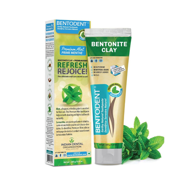 BENTODENT TOOTHPASTE Foam-free Mint and Cardamom Natural Oral Care Toothpaste | 100 g | 3.53 oz [Fit Tuber Recs]