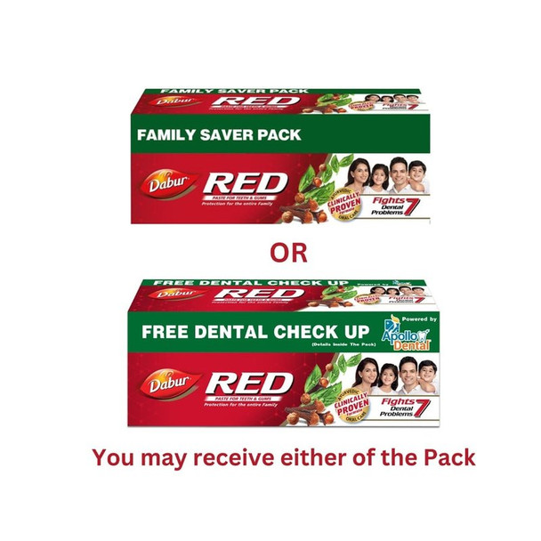 Dabur Red Herbal Toothpaste - Family Saver Pack|500 g|17.64 oz [Fit Tuber Recs]