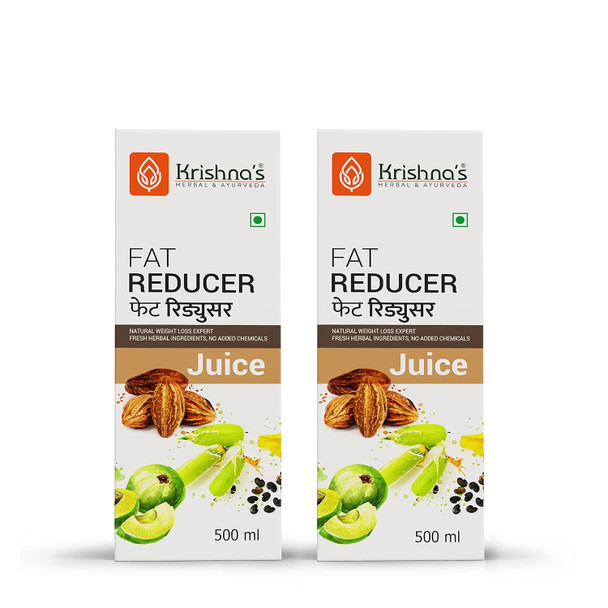 KRISHNA'S HERBAL & AYURVEDA Fat Reducer Juice - Pack Of 2 |12 Powerful Herbs For Weight Management | Amla, Harad, Daru Haridra, Sunn Hemp | Aids Metabolism And Digestion | 500 Ml | 16.91 fl oz [Fit Tuber Recs]