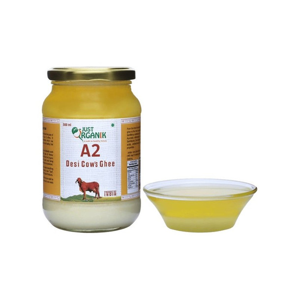 Just Organik A2 Ghee|500 ml|16.91 fl oz [Fit Tuber Recs]