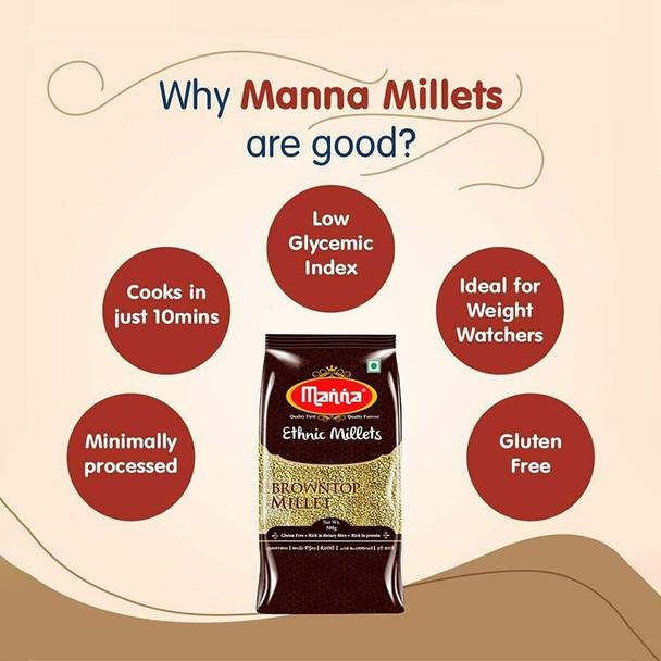 Manna Ethnic Brown Top Millet|500 g|17.64 oz [Fit Tuber Recs]
