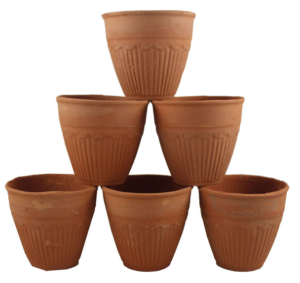 odishabazaar Baked Clay Kullad Traditional Indian Chai Tea Cup/Lassi Set of 6 (Small) [Fit Tuber Recs]