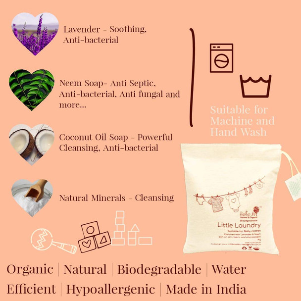Rustic Art Natural Lavender Little Laundry Powder with Neem | Baby & Kids Clothes Laundry Powder | Front & Top Load Machine and Hand Wash | 3 Kg | 6.61 lb [Fit Tuber Recs]
