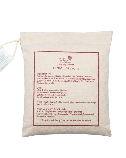 Rustic Art Natural Little Laundry Powder with Neem | Baby & Kids Clothes Laundry Powder | Front & Top Load Machine and Hand Wash | 1 Kg | 2.20 lb [Fit Tuber Recs]