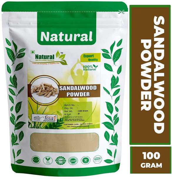 Natural Health and Herbal Products of Natural Sandalwood Powder for Face pack, Face Masks and for Natural white Skin Care Products for men and women for daily use | 100 gm | 3.53 oz [Fit Tuber Recs]
