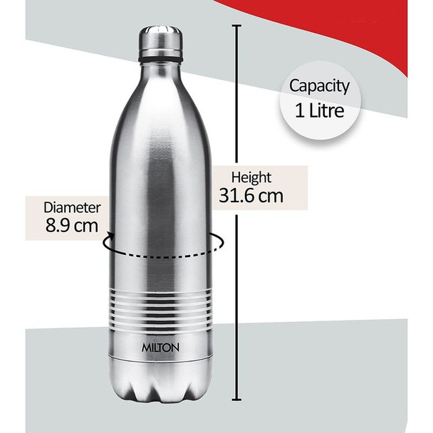 Milton Duo DLX 1000 Thermal Bottle (Silver) | 1 L | 33.81 fl oz [Fit Tuber Recs]