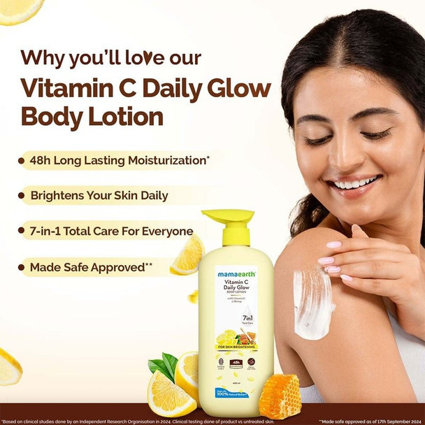 Mamaearth Vitamin C Daily Glow Body Lotion|400 ml|13.53 fl oz [Fit Tuber Recs]