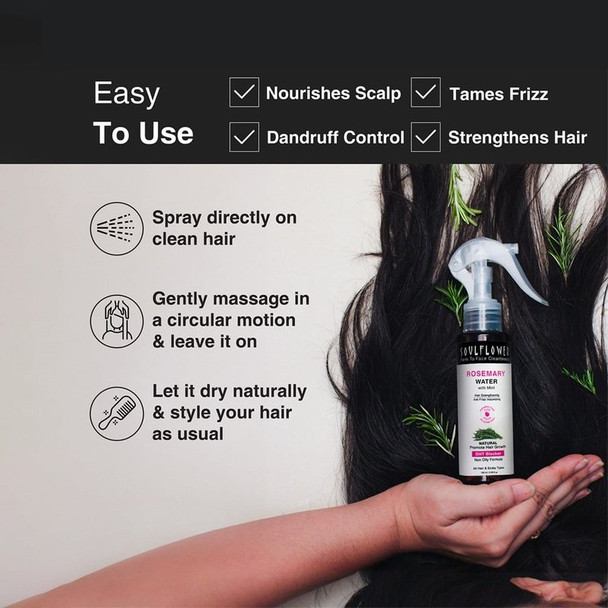 Soulflower Rosemary Water Hair Spray with Cooling Mint|100 ml|3.38 fl oz [Fit Tuber Recs]