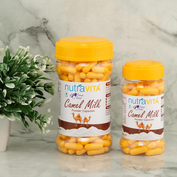 Nutra Vita Freeze Dried Camel Milk Powder Capsule | 100 Capsules | Natural | Preservative Free [Fit Tuber Recs]