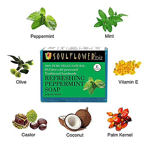 Peppermint Energising Handmade Soap For Men Women, For Cool Soft Skin|150 g|5.29 oz [Fit Tuber Recs]