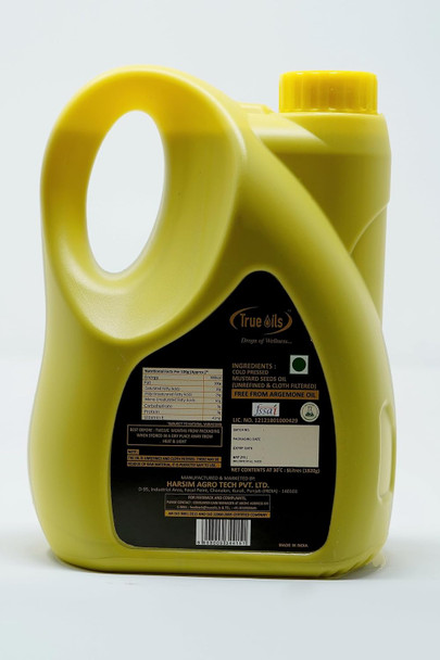 True Oils Natural and Pure Cold Pressed Edible Mustard Oil for Hair, Body, Skin Care, Massage, Cooking Oil | 5 LTR | 169.07 fl oz [Fit Tuber Recs]