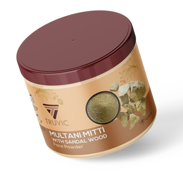 Truvic Multani Mitti with Sandal Face Pack Powder (Multani Mitti) | 200 gm | 7.06 oz [Fit Tuber Recs]