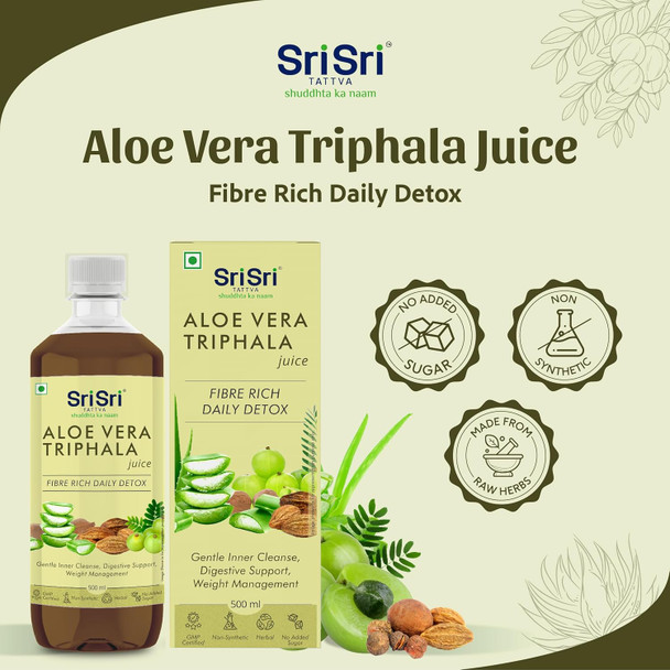 Sri Sri Tattva Shuddhta Ka Naam | Aloe Vera Triphala Juice | Better Digestion | Healthy Skin | Natural & Herbal | No Added Sugar | 500 ml Each (Pack of 2) | 16.91 fl oz [Fit Tuber Recs]